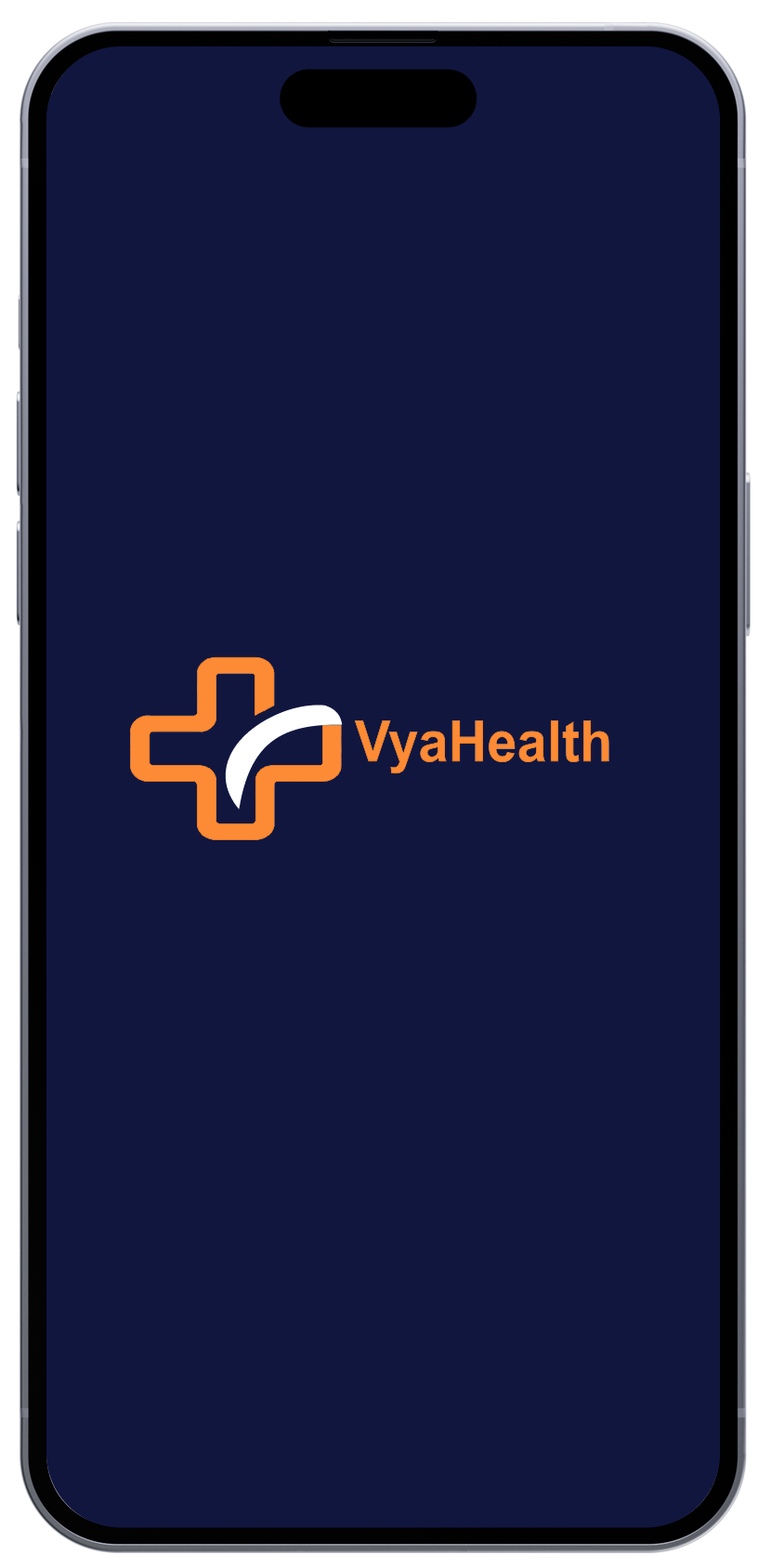 VyaHealth app splash screen on a phone